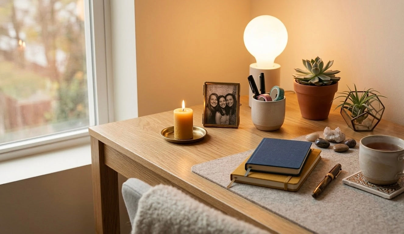 cozy workspace touches